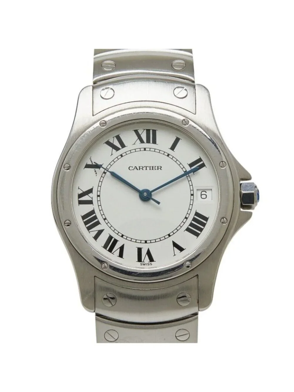 Cartier Santos Ronde Watch LM White Silver Stainless Steel